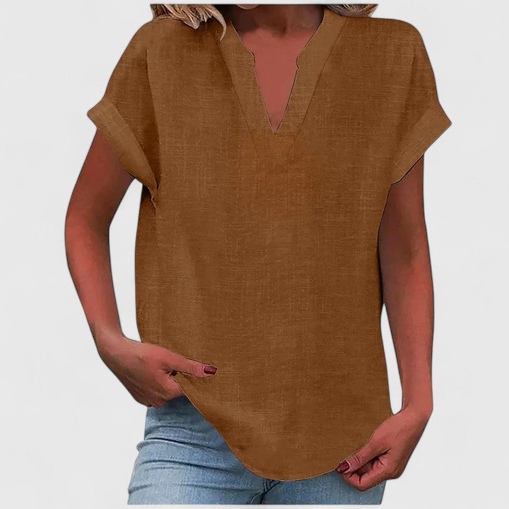 Women Short Sleeve V Neck Blouse