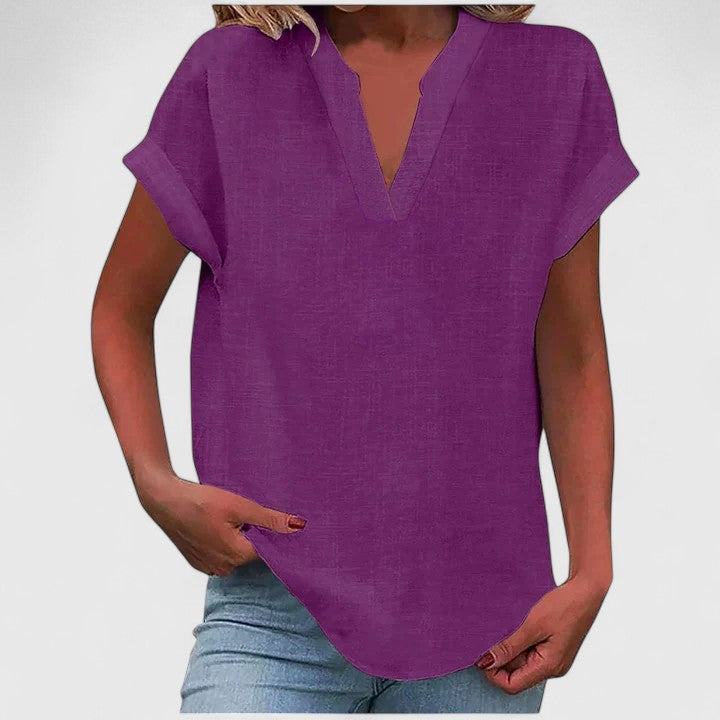 Women Short Sleeve V Neck Blouse