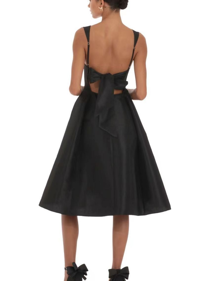 Summer Wrap Dress | Bow Tie Waist, Sleeveless | White Black Apricot