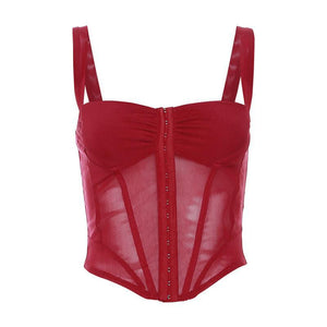Women's Corset Top | Transparent Mesh, Strapped