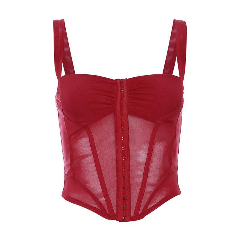 Women's Corset Top | Transparent Mesh, Strapped