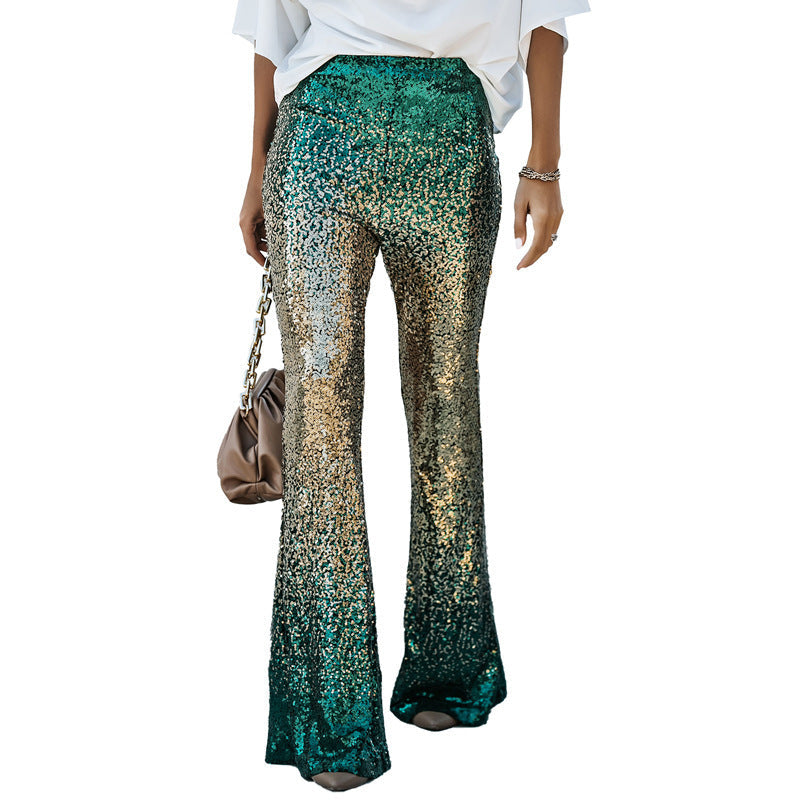 Women's Sequin Flared Pants | Bell-Bottom, Glittering Pattern