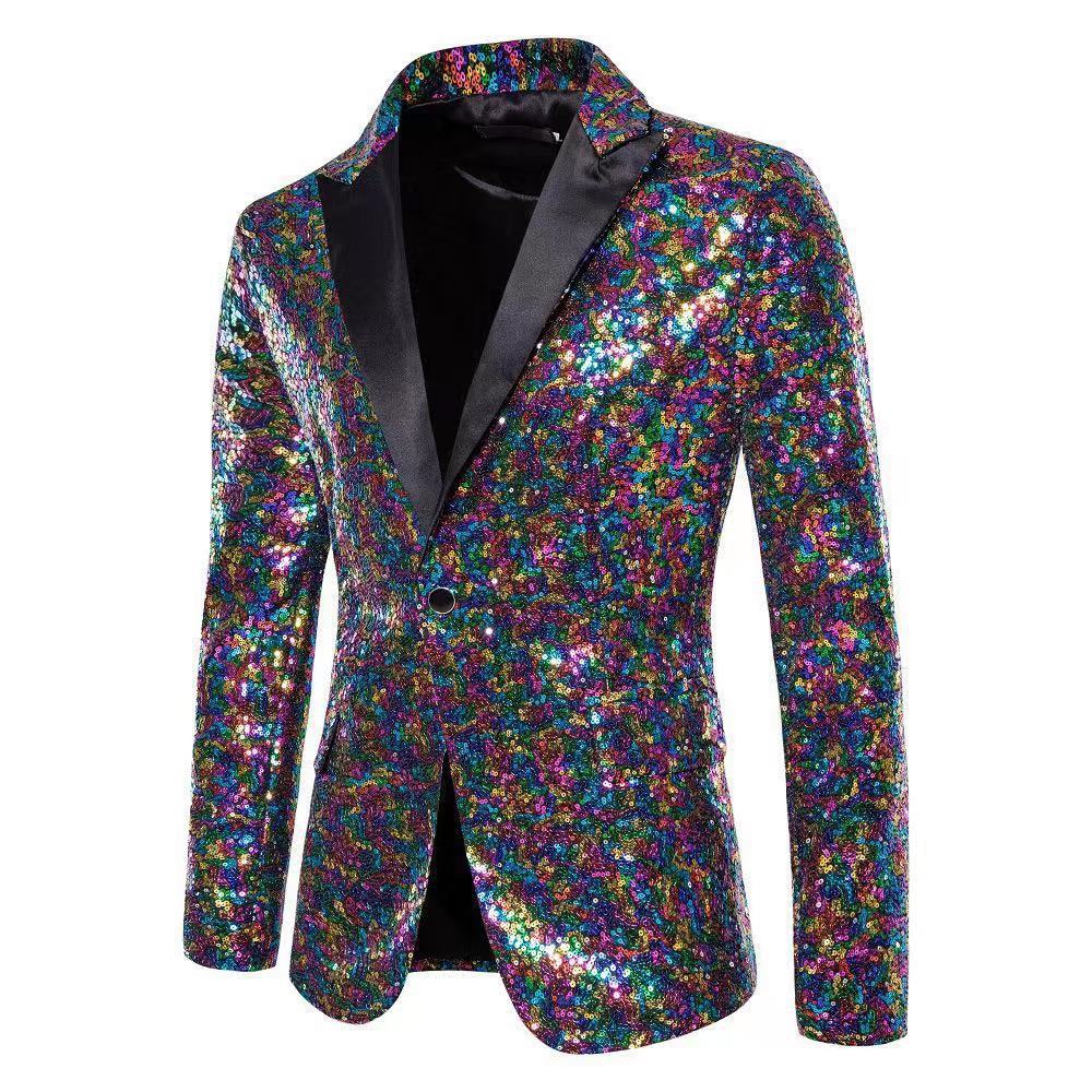 Men's Sequin Blazer | Sparkling Party Jacket | Blue, Green, White