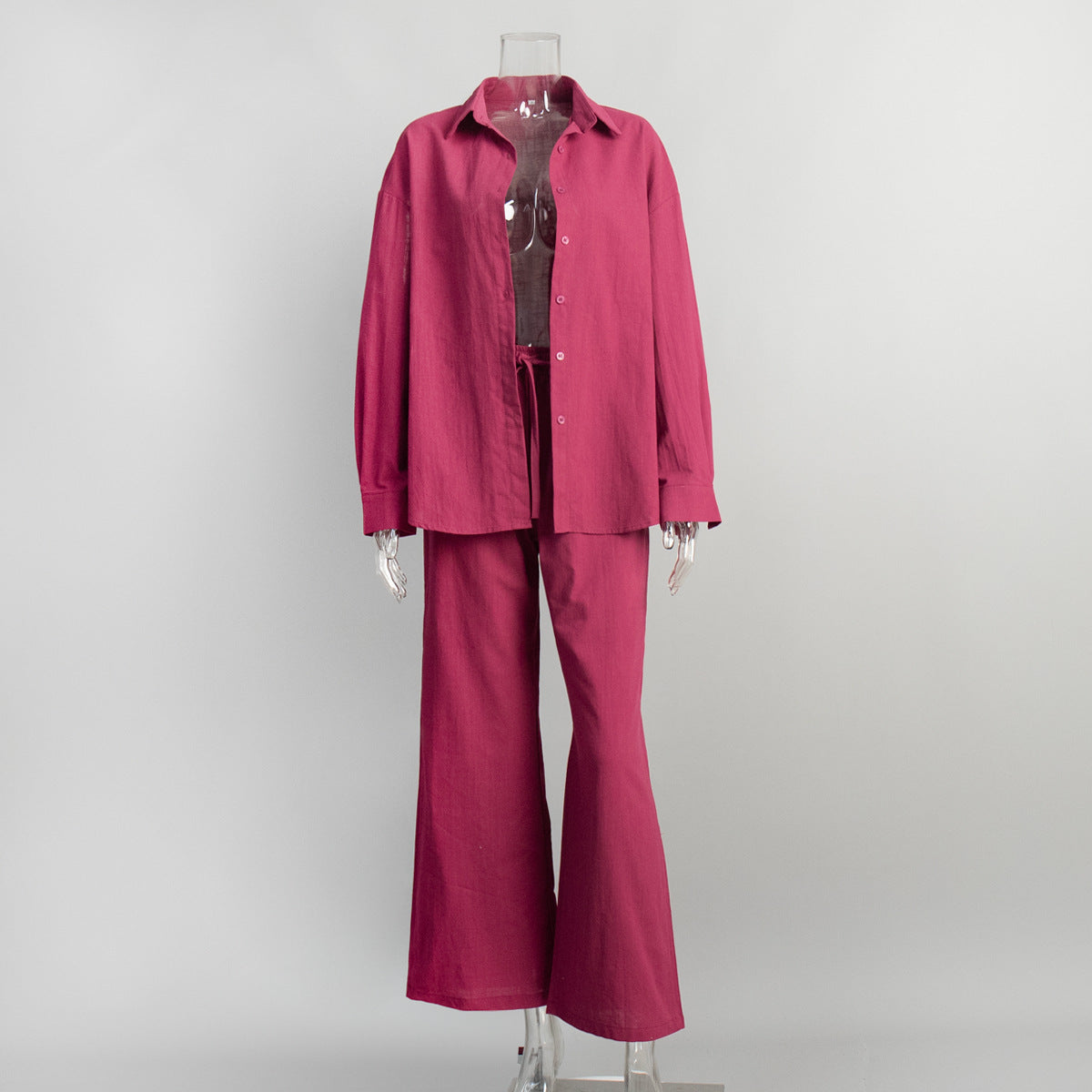 Women's Cotton Shirt and Pants Set | Long Sleeve Casual Loungewear