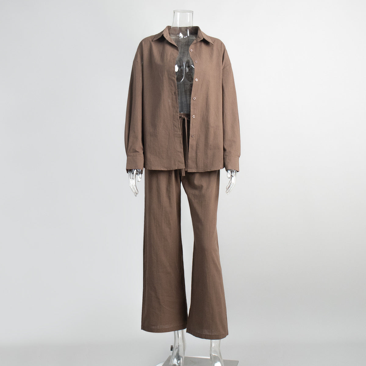 Women's Cotton Shirt and Pants Set | Long Sleeve Casual Loungewear
