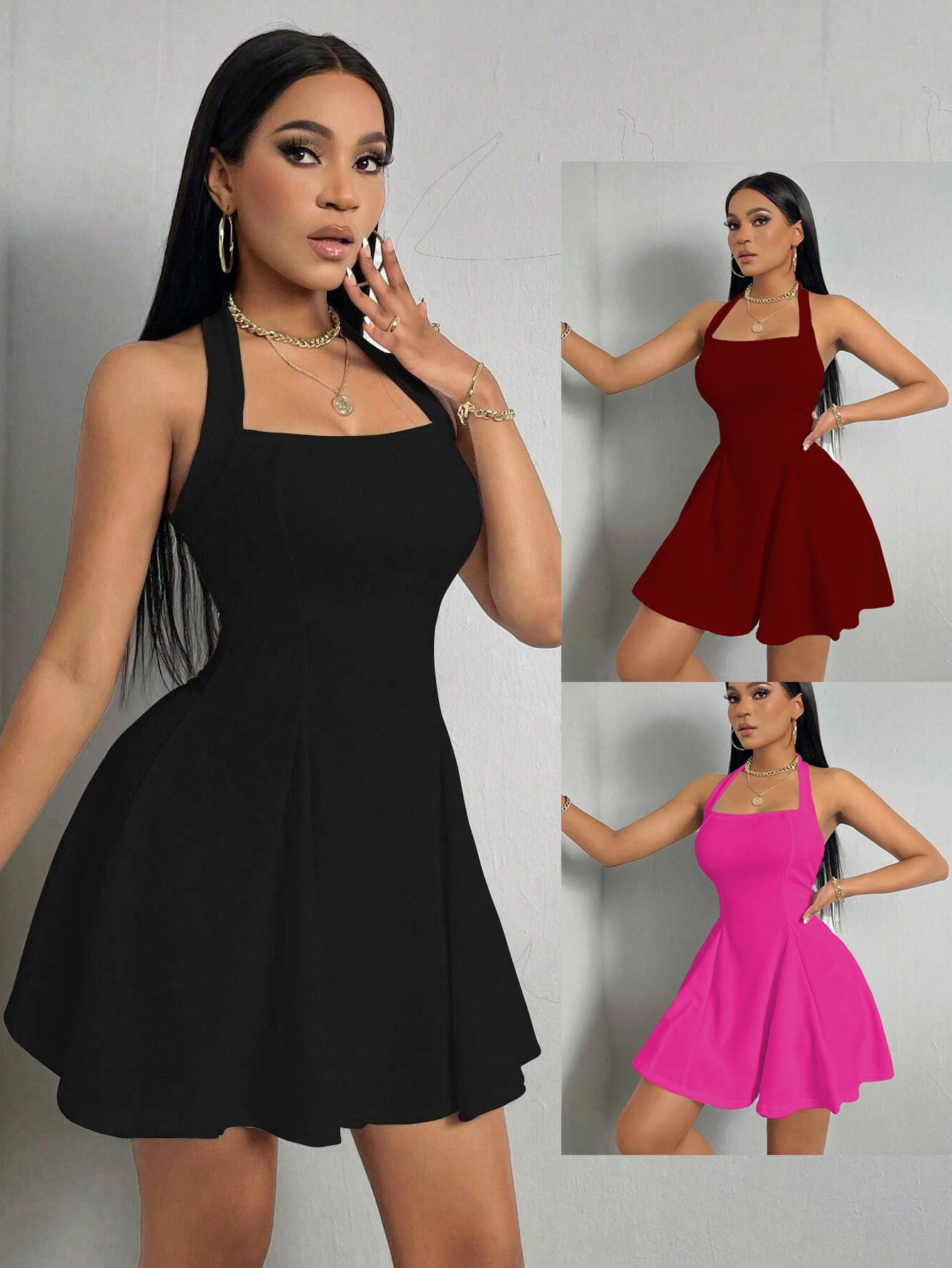 Women's Halter Dress | Backless, A-Line, Short | Sexy Party