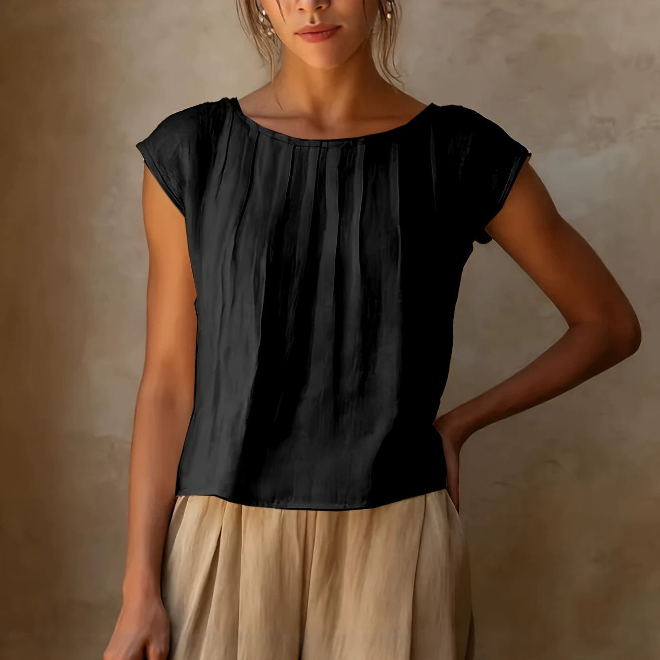 Women's Sleeveless Shirt | Solid Color, Round Neck | Spring Summer