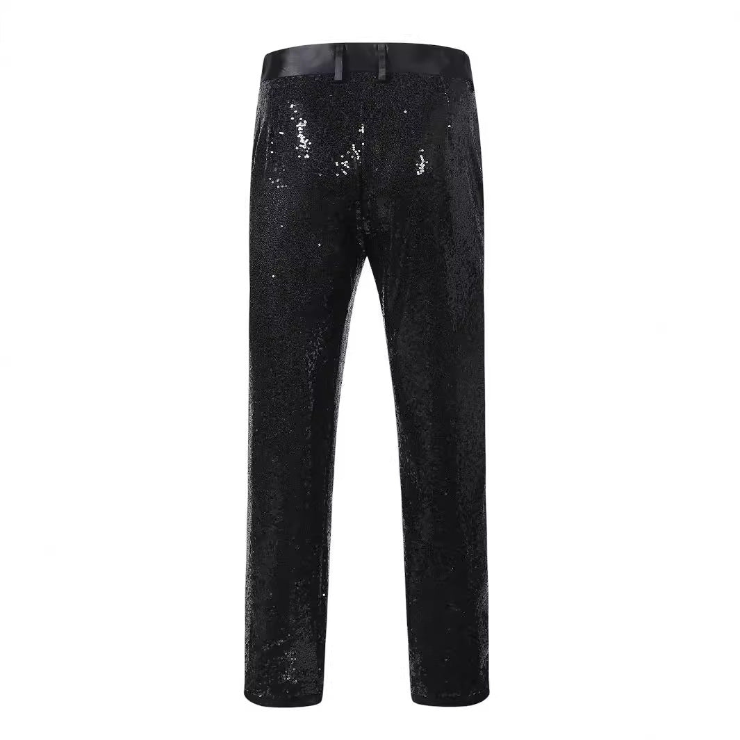 Men's Sequin Pants | Black, Shimmering | Party Wear