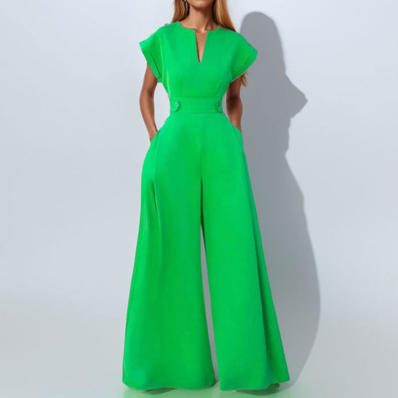 Ladies elegant jumpsuit with wide legs and practical pockets