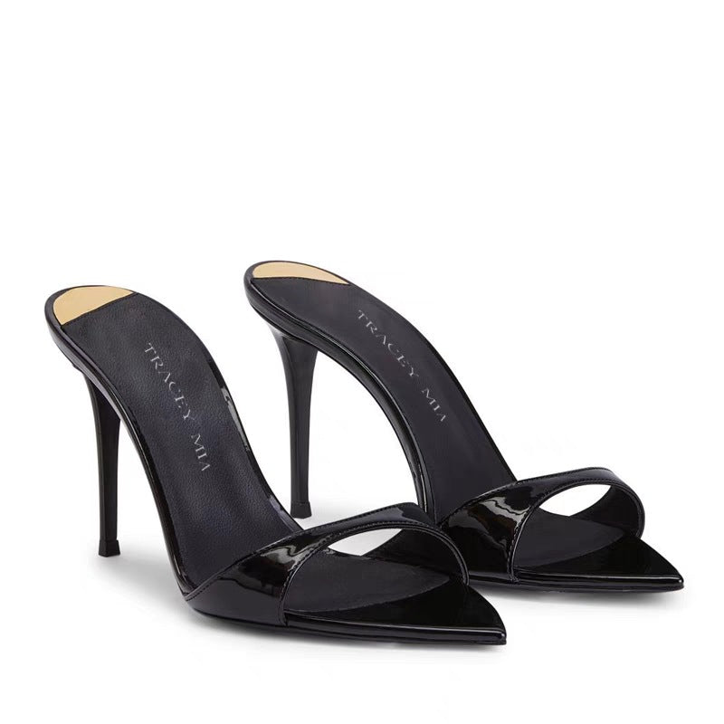 Women pointed toe open heel stilettos Lune London