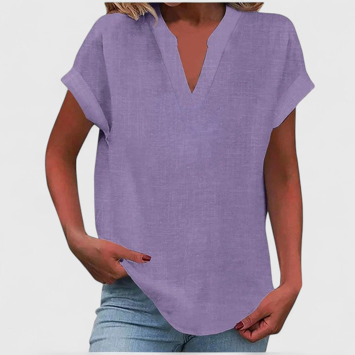 Women Short Sleeve V Neck Blouse