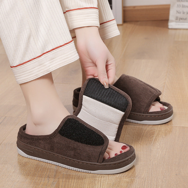 Home Slippers | Adjustable Velcro, Breathable Linen, Non-Slip Sole