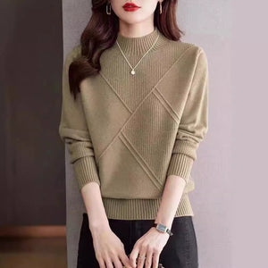 Women's Knit Sweater | High Neck, Long Sleeves | Soft Everyday