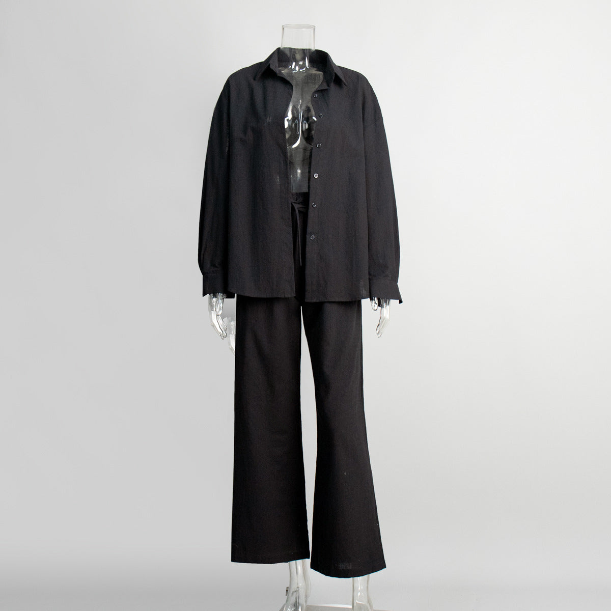 Women's Cotton Shirt and Pants Set | Long Sleeve Casual Loungewear