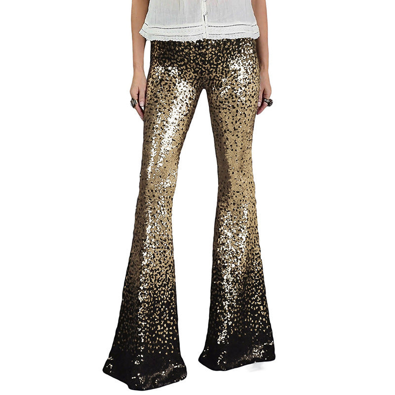 Women's Sequin Flared Pants | Bell-Bottom, Glittering Pattern
