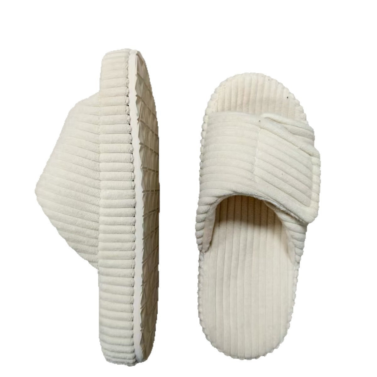 Women's Memory Foam Slippers | Thick Sole, Open Toe | Corduroy