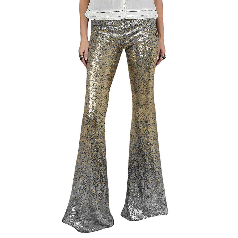 Women's Sequin Flared Pants | Bell-Bottom, Glittering Pattern