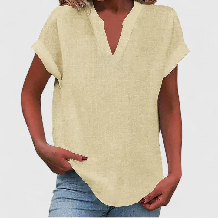 Women Short Sleeve V Neck Blouse