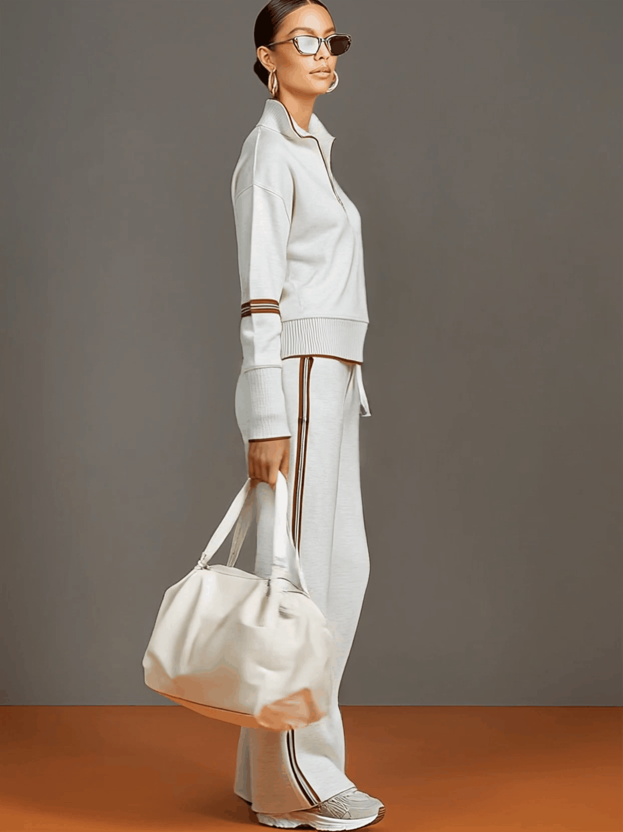 Women's Two-Piece Set | Wide-Leg Pants, Fluid Blouse | Relaxed Fit