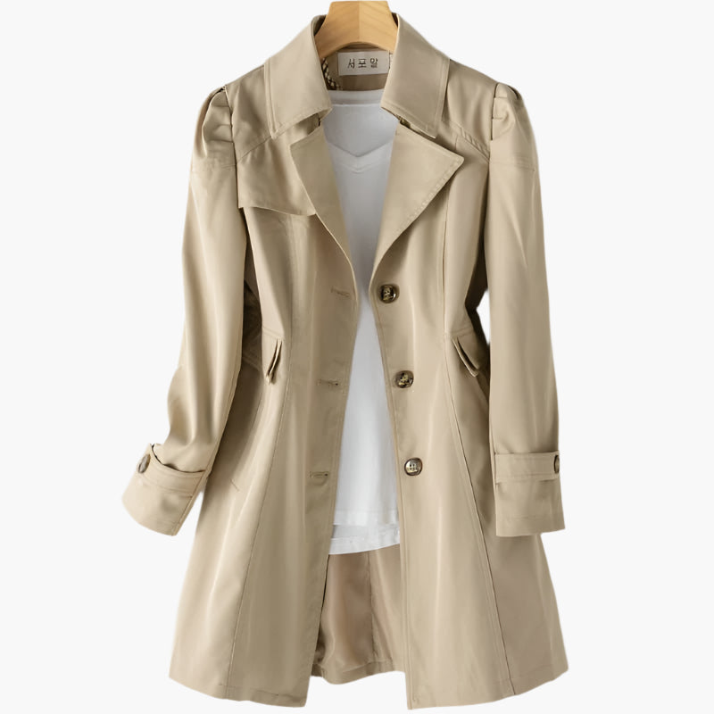 Women's Trench Coat | Fitted, Beige Noir Kaki Rose | Spring Autumn