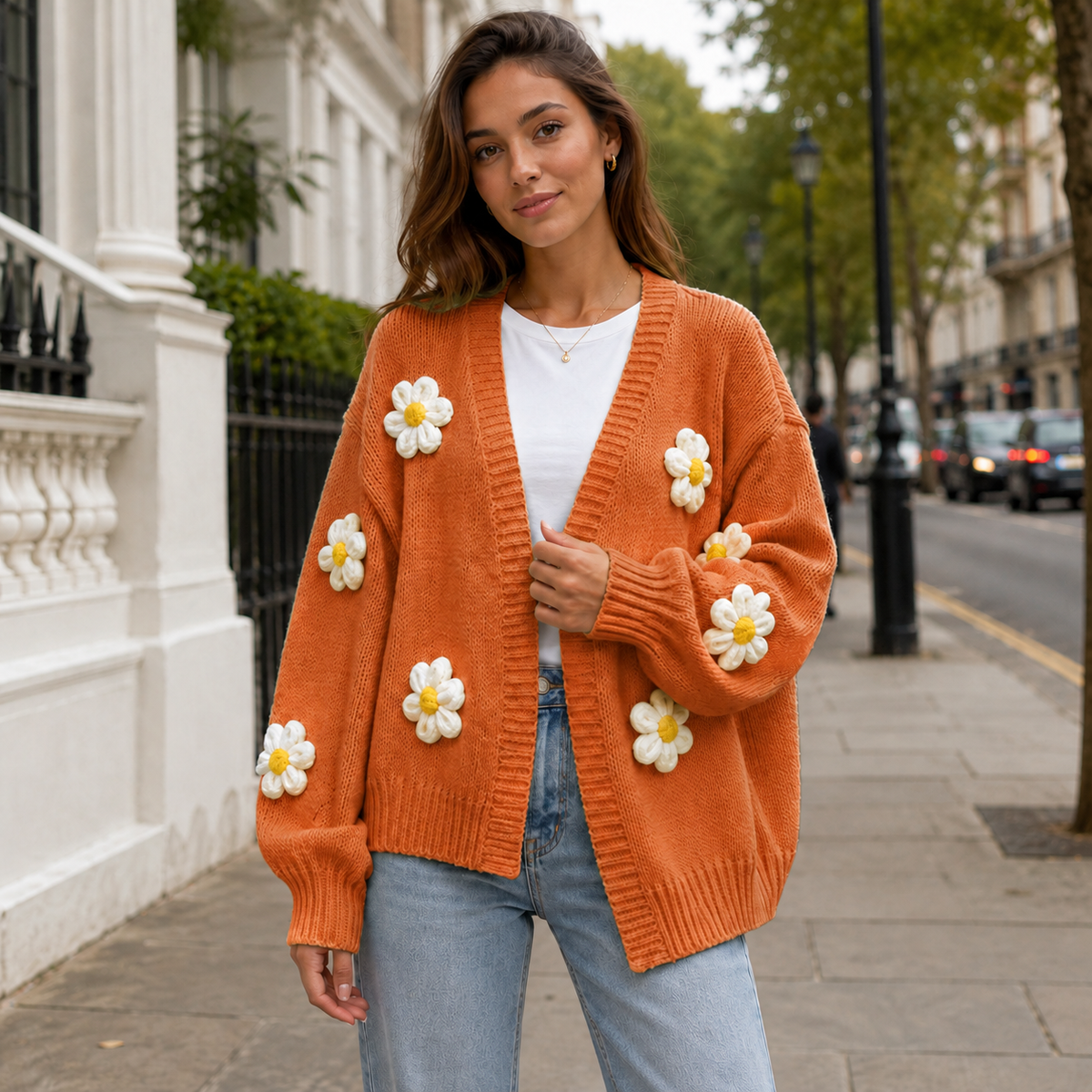 Knit Cardigan Women | Floral Open Front | Long Sleeves