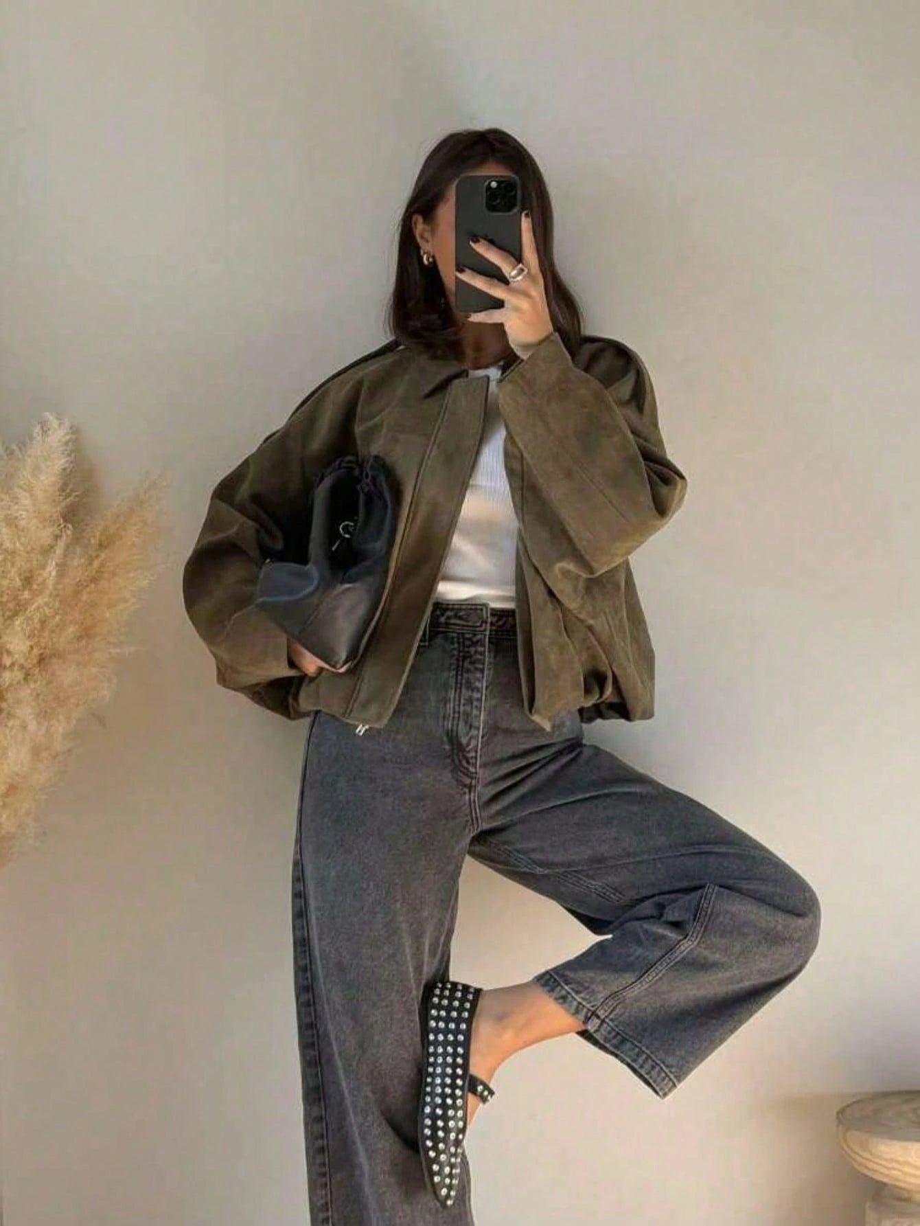 Oversized Bomber Jacket Women | Suede-Like, Zip & Collar