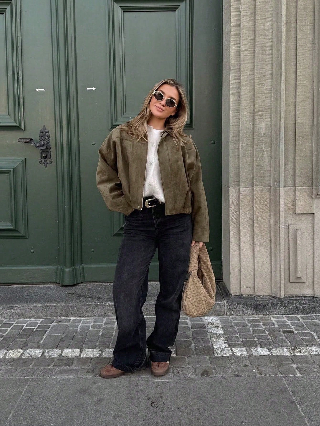 Oversized Bomber Jacket Women | Suede-Like, Zip & Collar