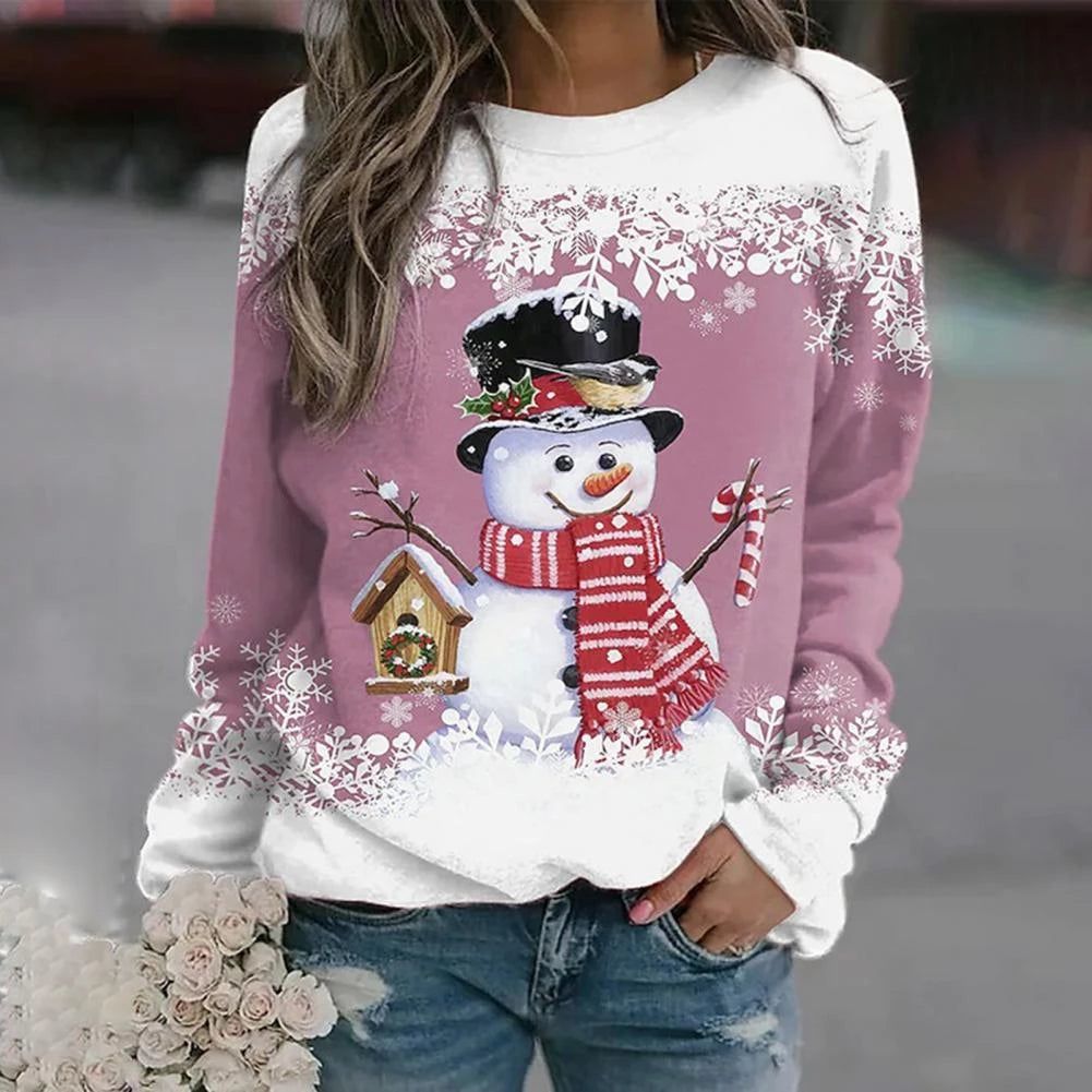 Christmas Jumper | Womens Festive Knit Sweater, Santa and Snowman Design