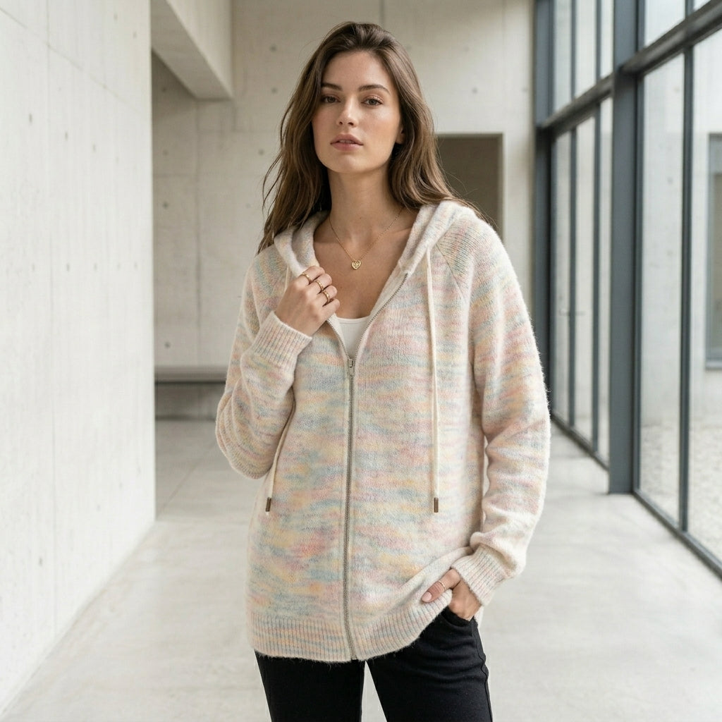 Women's Knit Hoodie | Striped, Colorful, Zip Pockets