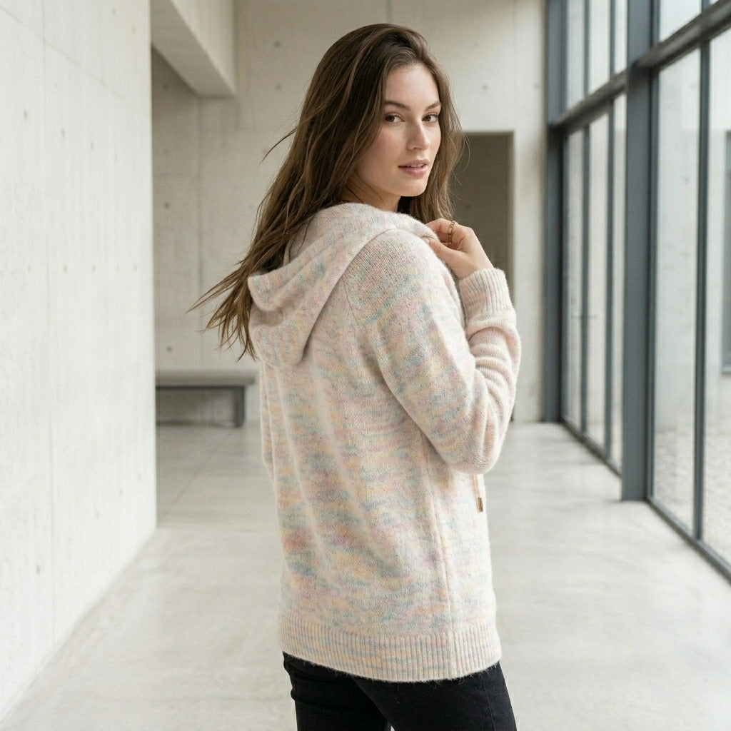 Women's Knit Hoodie | Striped, Colorful, Zip Pockets