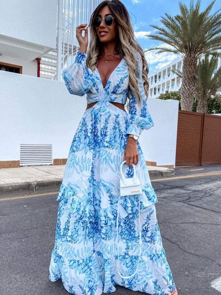 Paris - Stylish Long Summer Ball Gown - Breezy Elegance