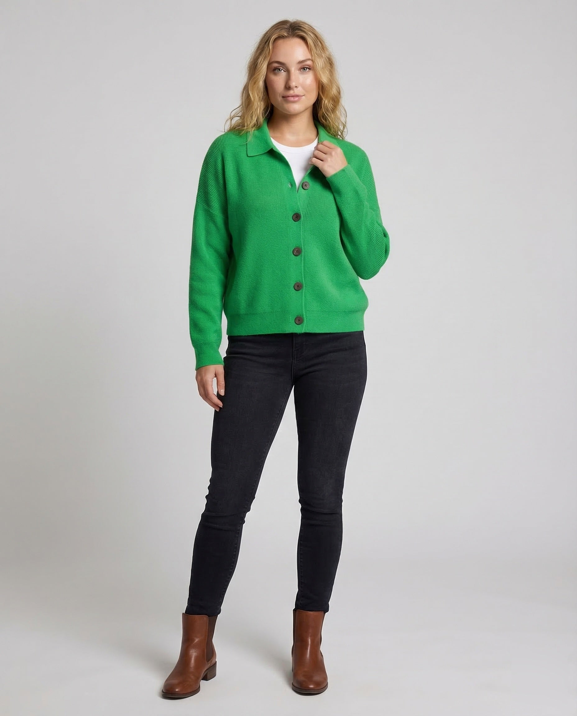 Women's Knit Cardigan | Button Front, Elegant | Wool Blend