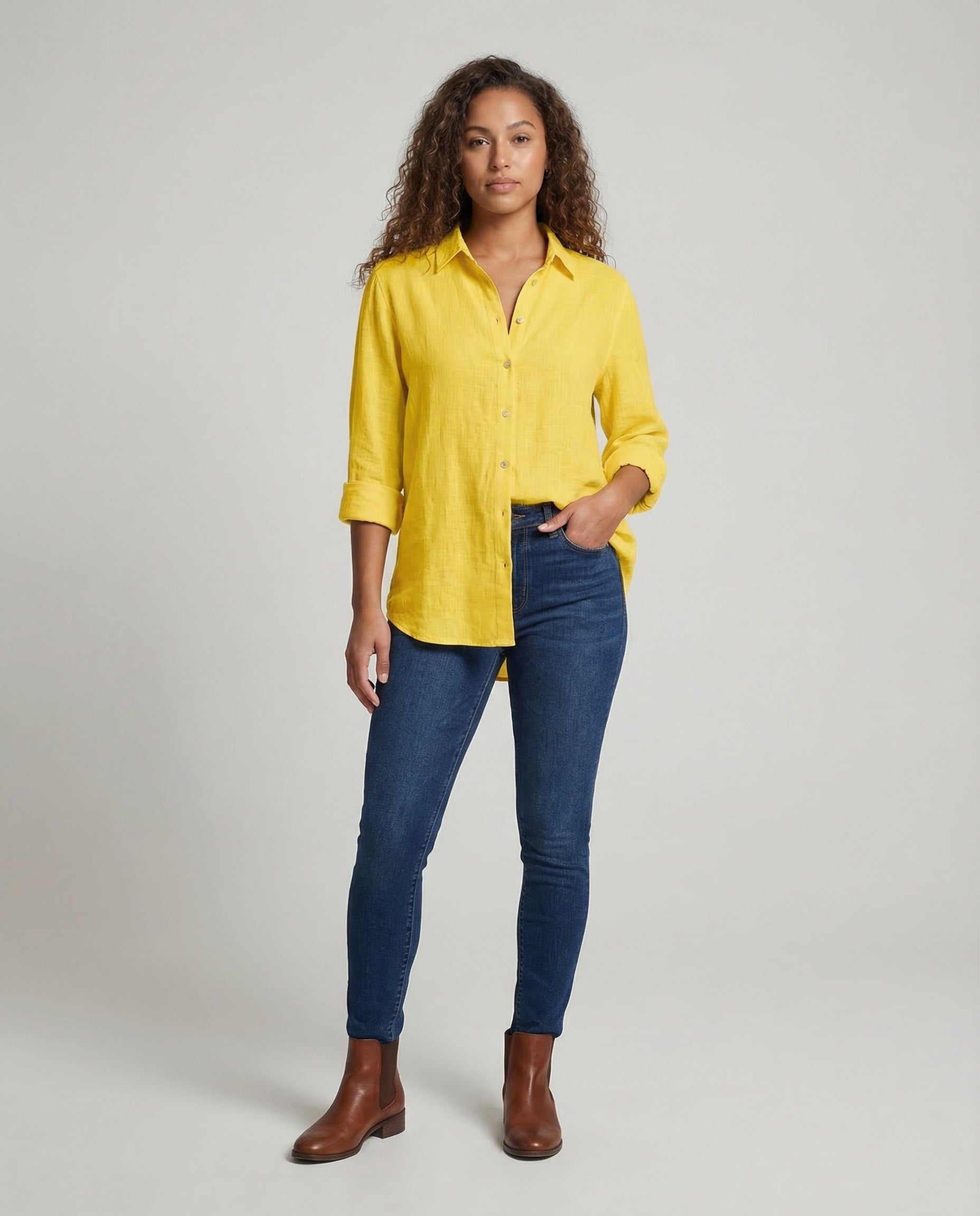 Women's Linen Blouse | Floral Print, V-Neck | Summer Casual