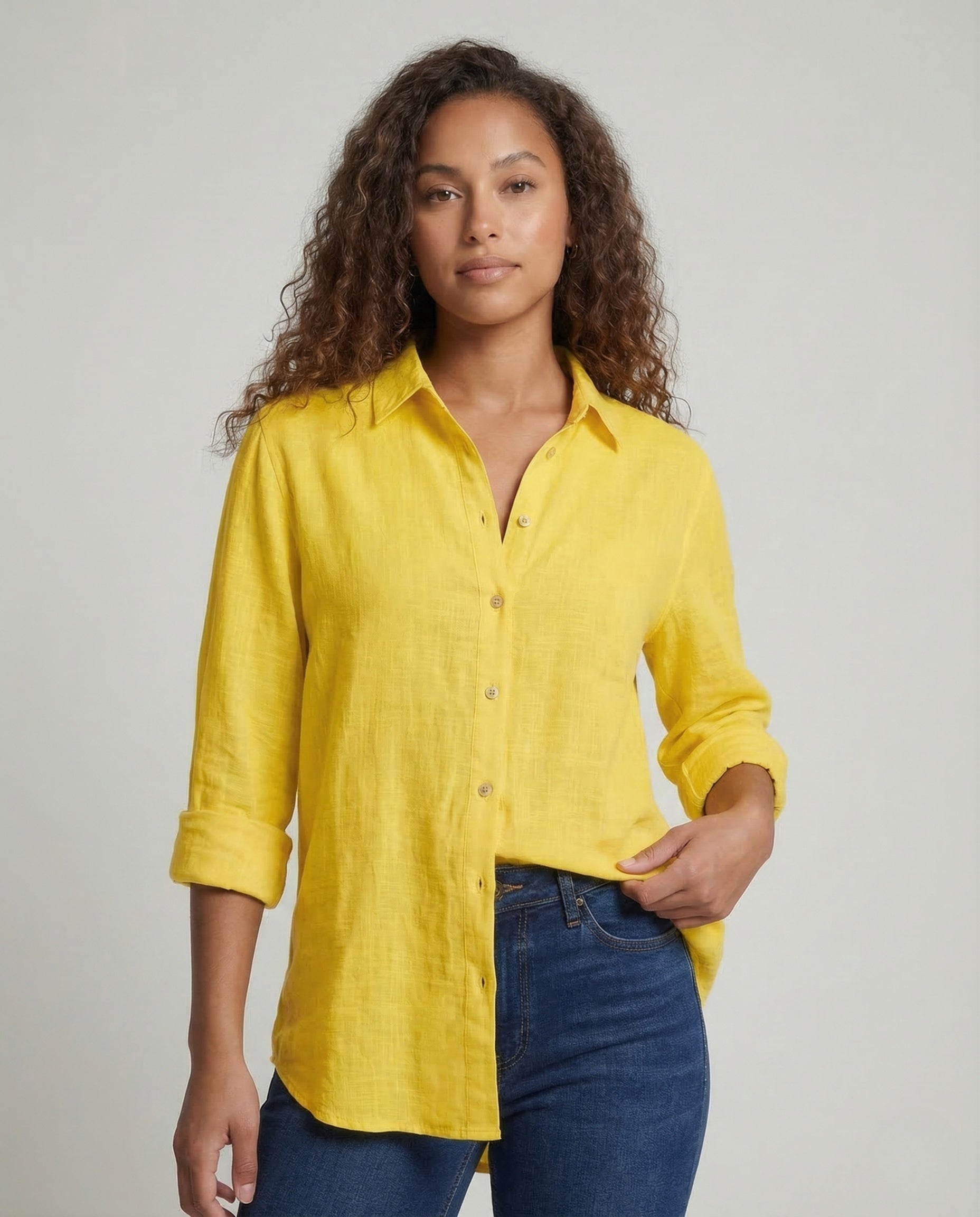 Women's Linen Blouse | Floral Print, V-Neck | Summer Casual