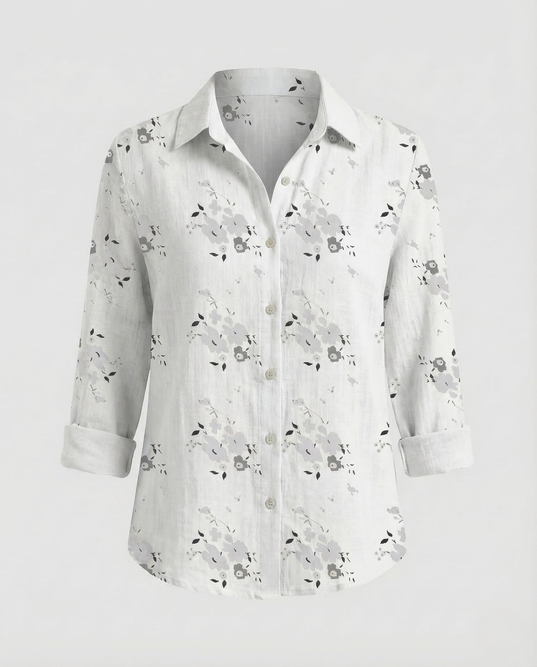 Women's Linen Blouse | Floral Print, V-Neck | Summer Casual