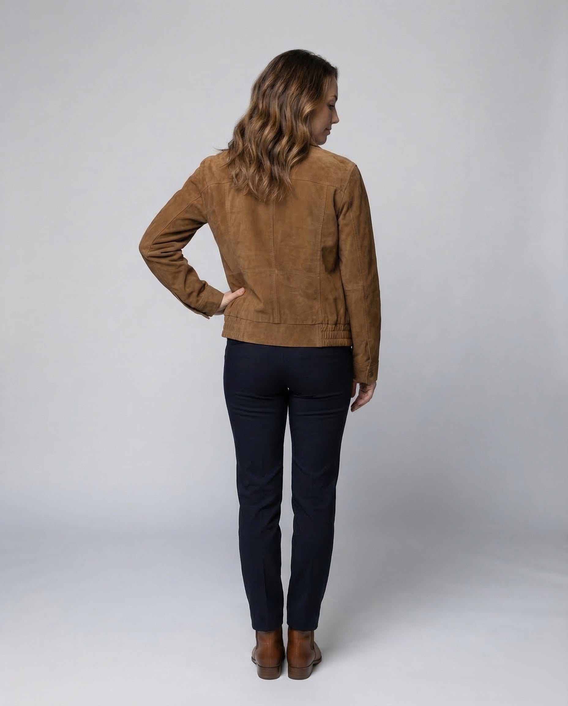 Oversized Bomber Jacket Women | Khaki Suede, Relaxed Fit