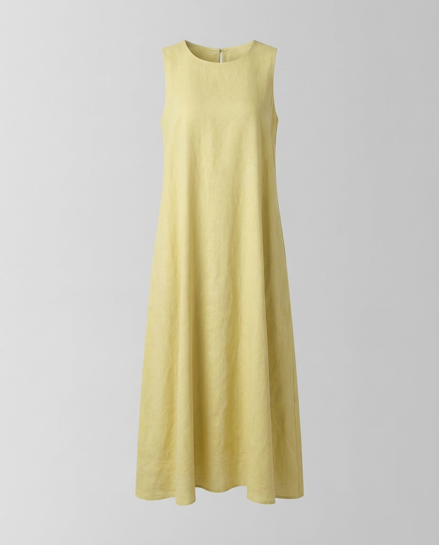 Linen Loose Summer Dress | Yellow, A-Line | Sleeveless
