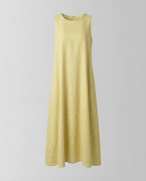 Linen Loose Summer Dress | Yellow, A-Line | Sleeveless