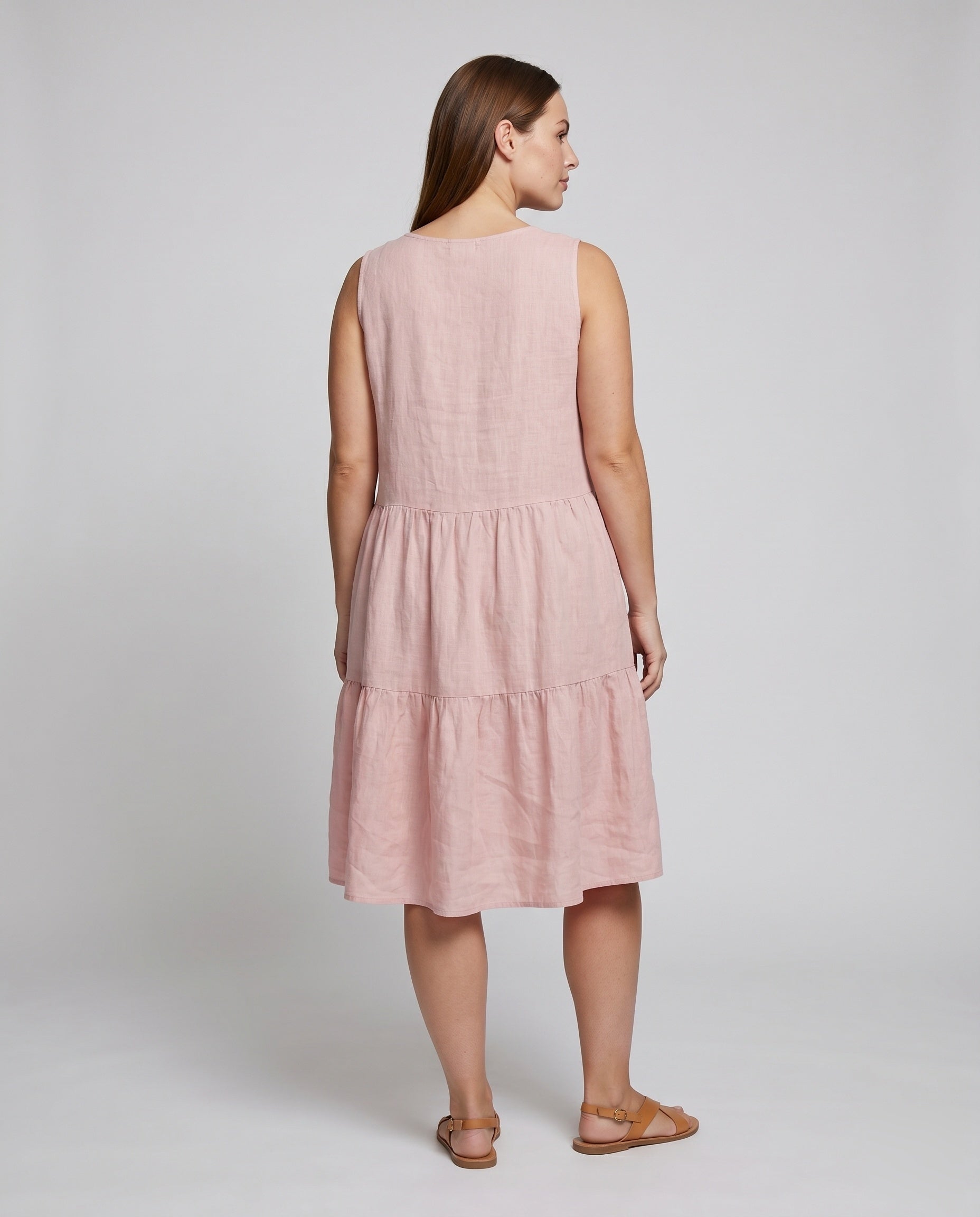 Linen Loose Summer Dress | Women's Cotton Blend, Ruffled | Casual