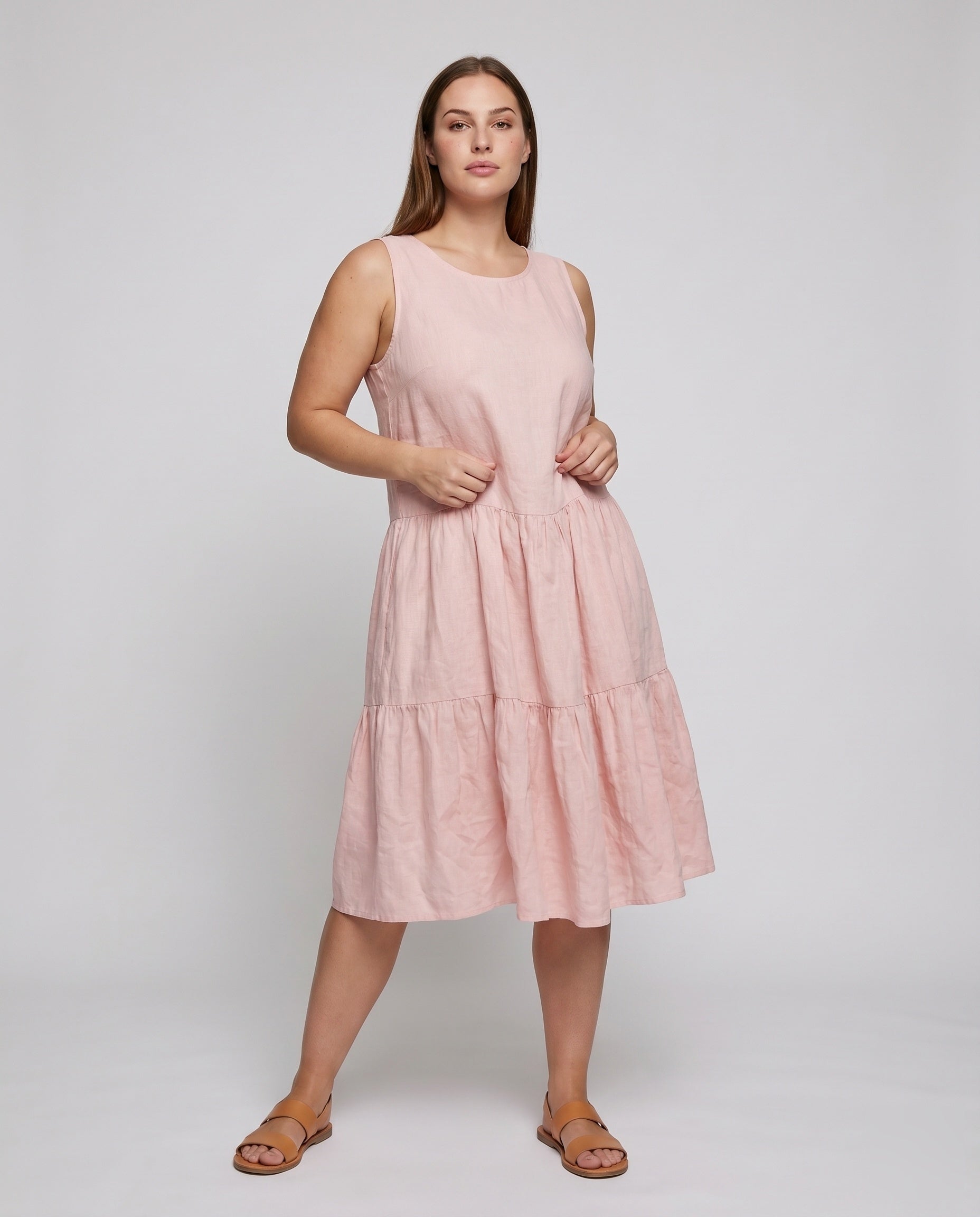Linen Loose Summer Dress | Women's Cotton Blend, Ruffled | Casual