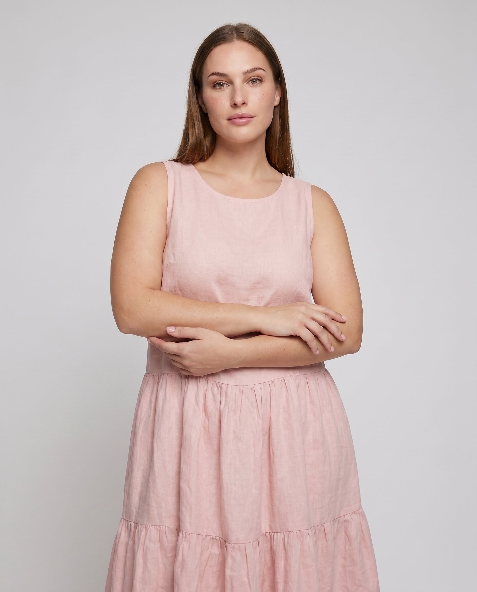 Linen Loose Summer Dress | Women's Cotton Blend, Ruffled | Casual