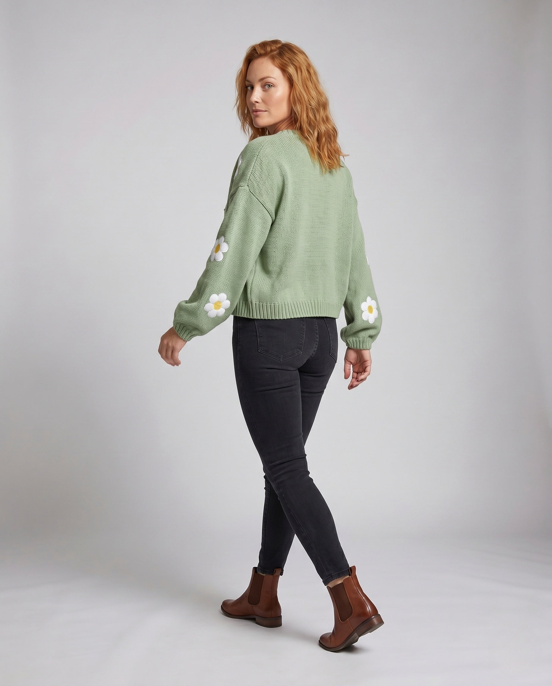 Knit Cardigan Women | Floral Open Front | Long Sleeves