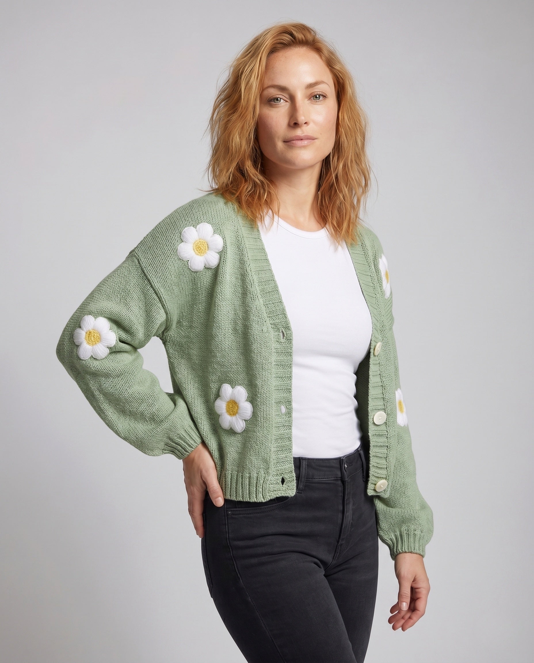 Knit Cardigan Women | Floral Open Front | Long Sleeves