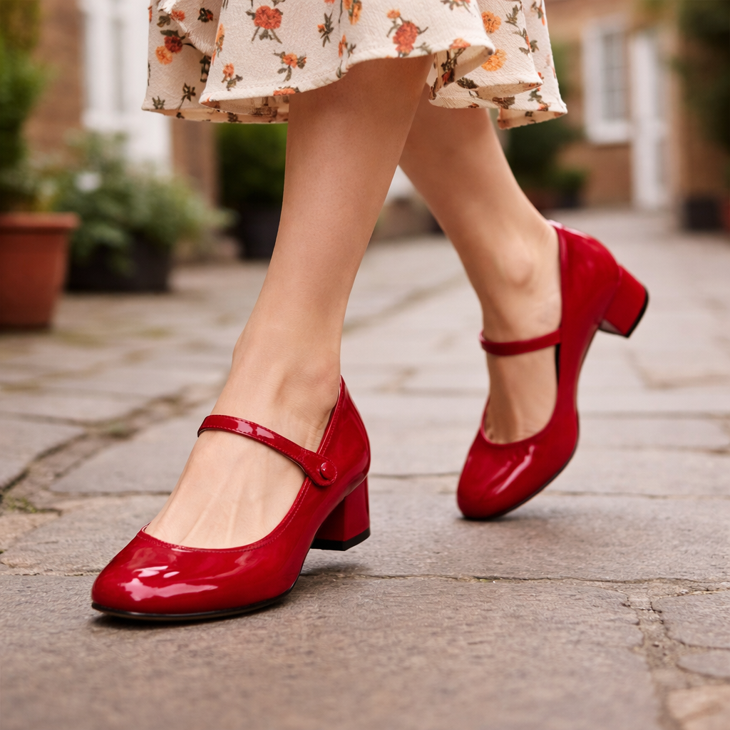 Women's Mary Jane shoes block heel buckle strap comfort fit