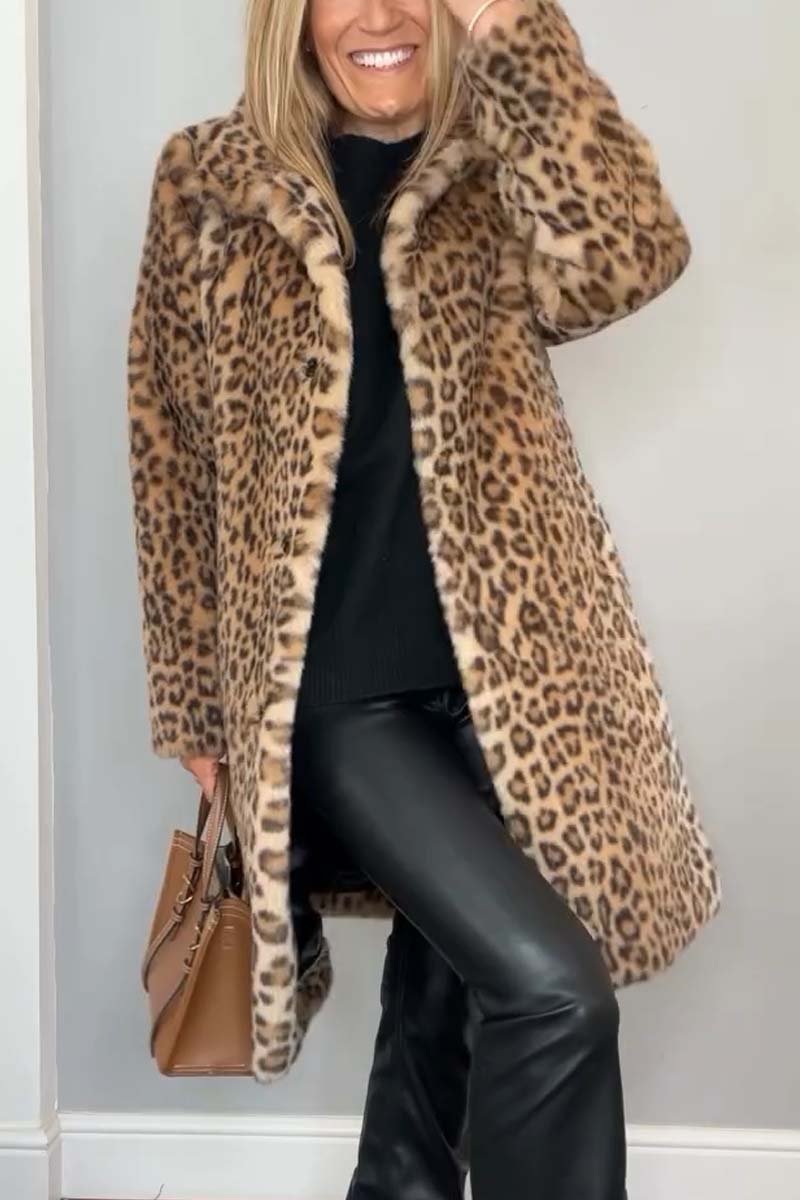 Womens leopard print jacket with insulated winter warmth and bold animal print detail