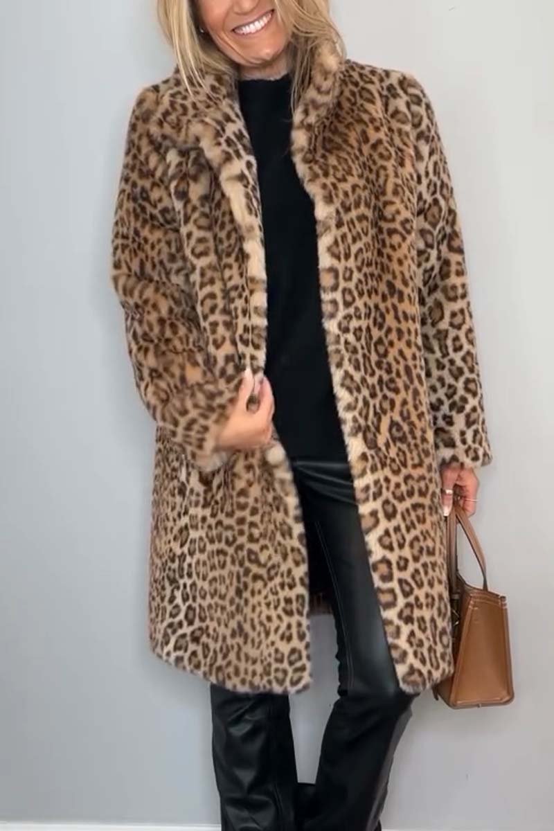 Womens leopard print jacket with insulated winter warmth and bold animal print detail