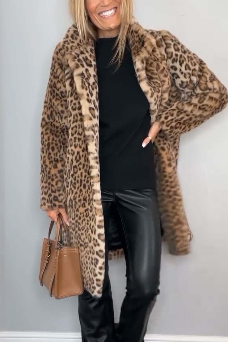 Womens leopard print jacket with insulated winter warmth and bold animal print detail