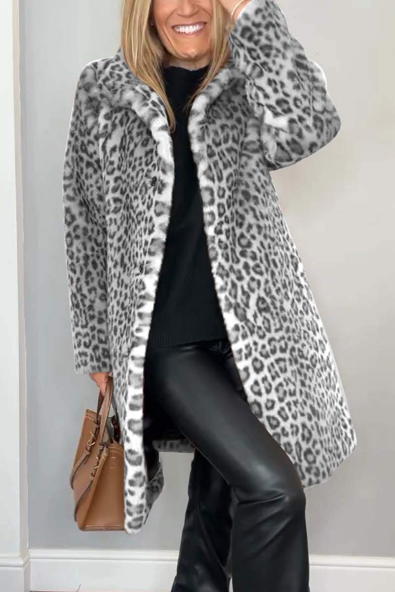 Womens leopard print jacket with insulated winter warmth and bold animal print detail
