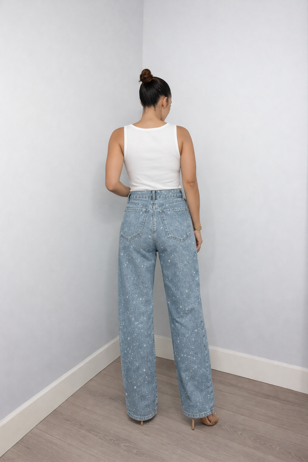 Women's Straight Jeans | High Waist, Glitter Details