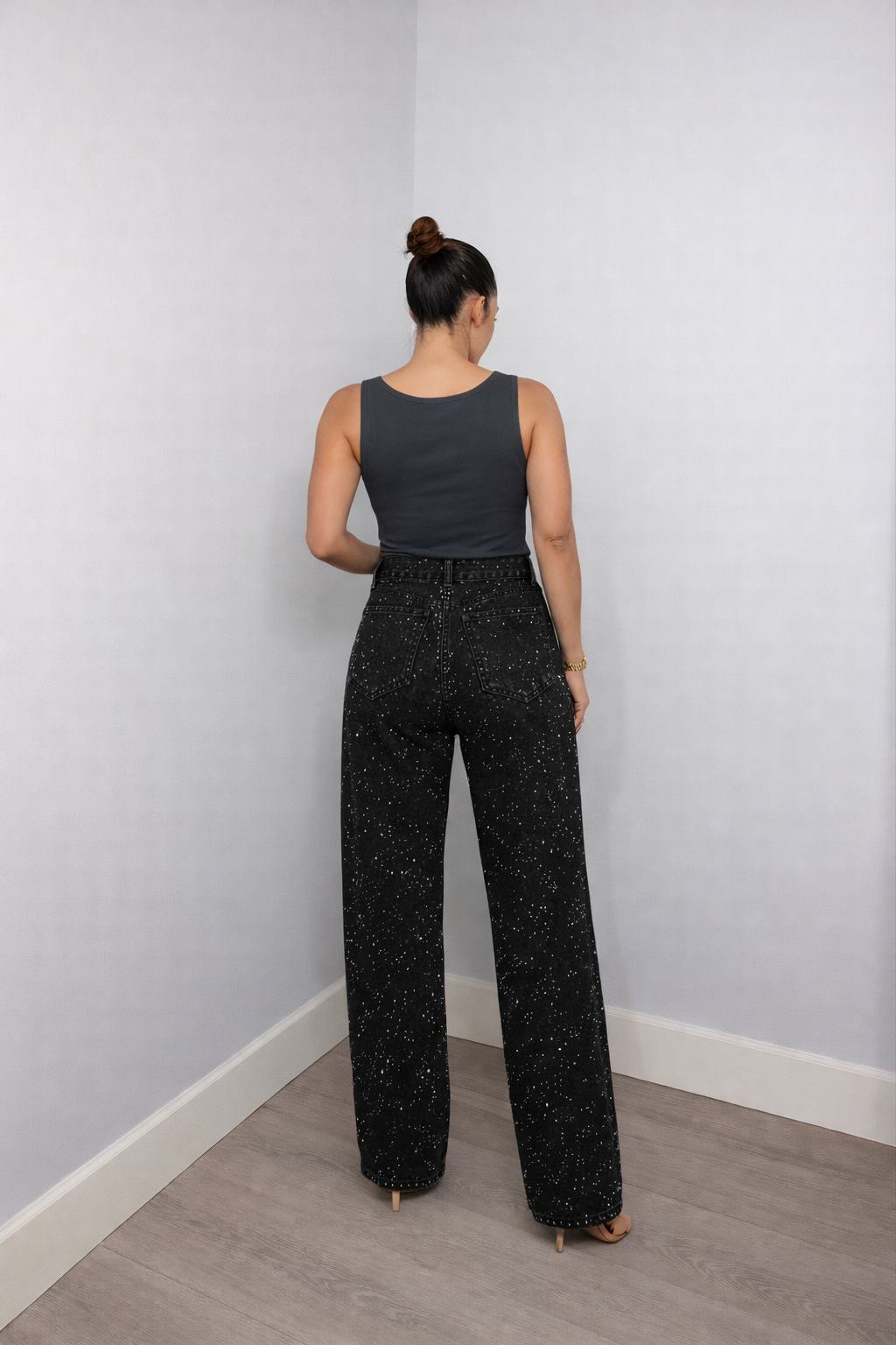 Women's Straight Jeans | High Waist, Glitter Details